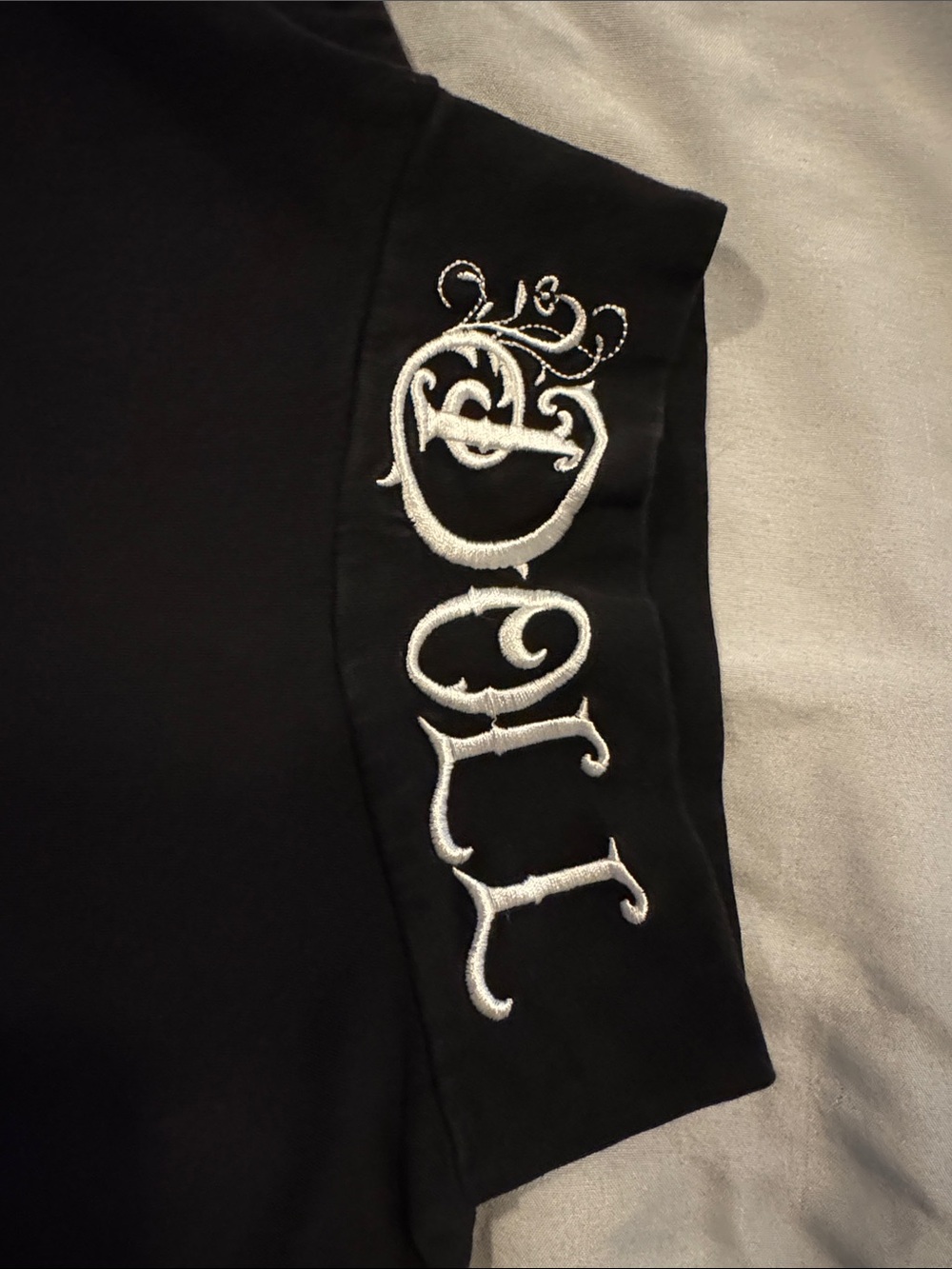 Widow Black Short-Sleeve Turtleneck Top with Embroidered Doll Neck Detail - Picture 2 of 4